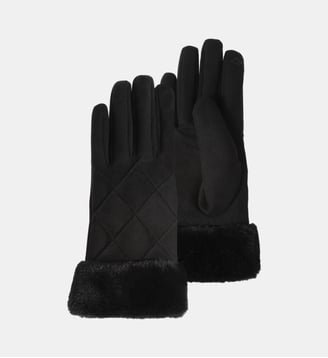 Gants tactiles, chauds, doublés imitation fourrure, taille unique - Isotoner - Noir