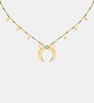 Collier de perles pendentif lune et pampilles TAYANNE - Hipanema - Doré