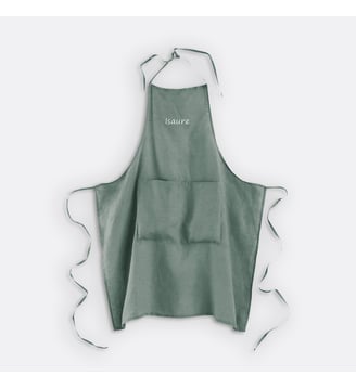 Tablier personnalisé lin lavé - La Redoute Interieurs - Vert grisé