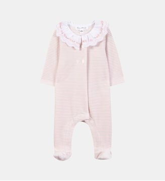 Pyjama -  velours rayures col volanté - Tartine Et Chocolat - Rose pâle