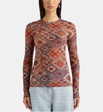 T-Shirt waina en charmeuse stretch doux - Momonì - Rose multicolor