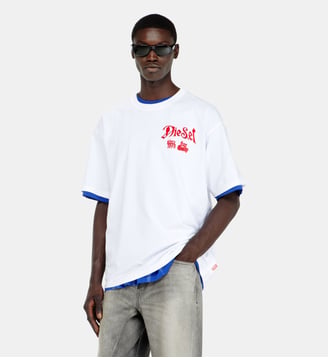 T-shirt en coton avec motif floqué - Diesel - Blanc