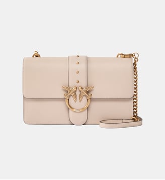 Sac à main moyen love bag one en cuir - Pinko - Beige et gris fumée doré antique