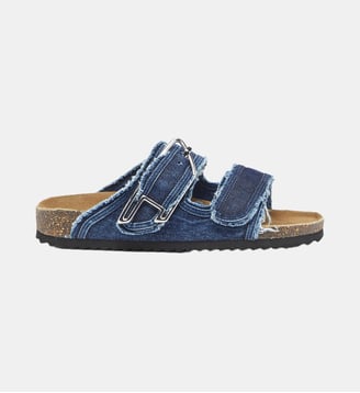 D-Woodstock - Sandales à brides en denim effiloché - Diesel - Bleu moyen