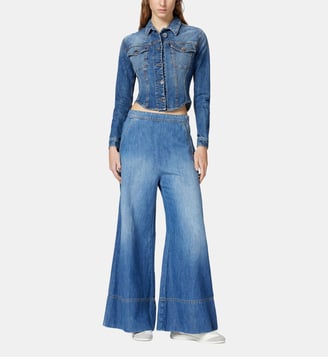Jean palazzo en denim mélangé lin - Pinko - Multicolore