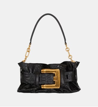 Sac Anthem Mini en cuir embossé effet croco - Balmain - Black