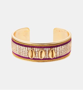 Bracelet jonc ajustable avec coquillages et strass DIADEMA - Hipanema - Violet