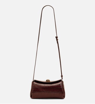 Mini Sac Carrousel unisexe en cuir de veau embossé crocodile - AMI Paris - Marron