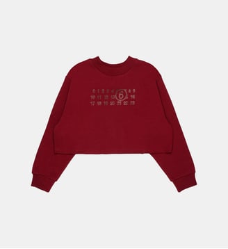 Sweat-shirt col rond avec logo - MM6 Maison Margiela - Bourgogne