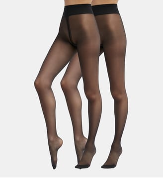 Lot de 2 collants semi-opaques en Lycra Jambes Fuselées Diam's - Dim - Noir