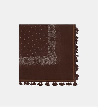 Carré imprimé en coton et soie - DONIA - Gerard Darel - Marron