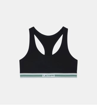 Brassière coton stretch bande contrastée - Lacoste - Noir