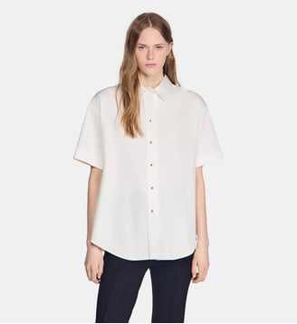 Chemise à dos plissé - Sandro - Écru