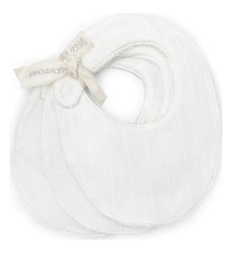 Lot de 3 bavoirs - Babyshower - Blanc