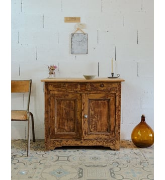 Buffet en bois patiné Gilbert N°1512- Produit chiné - Debongout - Marron