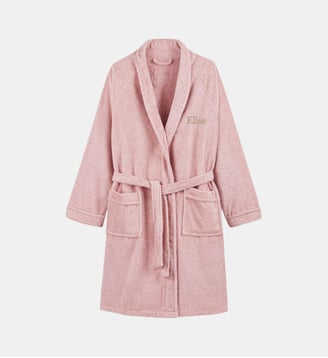Peignoir éponge col châle personnalisé - La Redoute Interieurs - Rose poudré