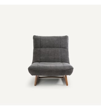 Fauteuil noyer et tissu velours côtelé - AM.PM - Gris anthracite