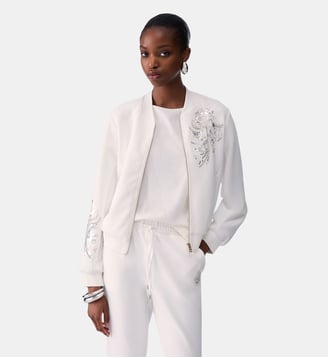 Sweat-shirt zippé et broderies bijoux - Liu Jo - Blanc laine