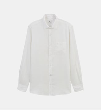 Chemise manches longues unie en lin - Serge Blanco - Blanc
