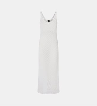 Robe midi façon crochet à paillettes - Pinko - Blanc et jaune
