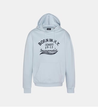 Sweatshirt à capuche imprimé « BORN IN N.Y. » - Schott - Bleu ciel