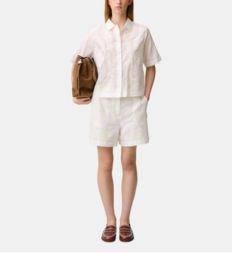 Short brodé coton ramie - Claudie Pierlot - Écru