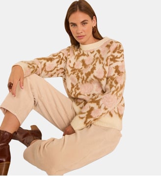 Pull Crème À Manches Longues En Alpaga Mélangé Anae - Maison 123 - Crème