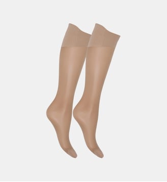 Lot de 2 Paires de Mi-Bas Transparent  - 20D Absolu Flex - Dim - Beige