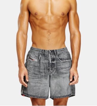 Short de bain avec imprimé trompe-l'œil denim - Diesel - Gris