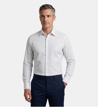 Chemise à rayures fines tennis bordeaux coupe cintrée - Atelier Privé - Blanc