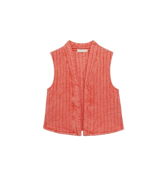 Gilet sans col uni VIVIE - La Petite Etoile - Rouge