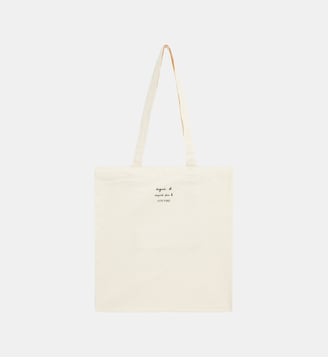 tote bag en coton sérigraphie j'kiffe le LOUVRE - Agnès b. - Blanc écru