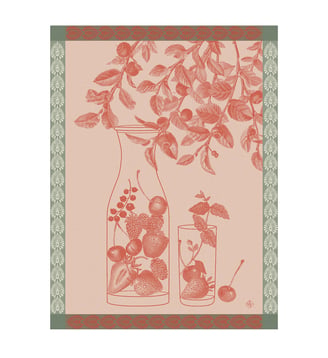 Torchon Eaux de fruits rouges 100% coton - Le Jacquard Francais - Rouge