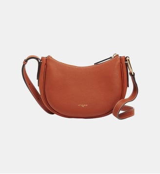 Petit sac bandoulière Madeleine en cuir de taurillon grainé - Le Tanneur - Marron mahogany