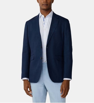 Blazer Délavé Hopsack En Lin - Hackett London - Navy