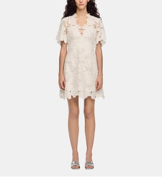 Robe courte imprimé fleur - Sandro - Blanc