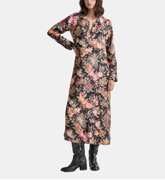 Robe carlise en twill de soie imprimé - Momonì - Noir