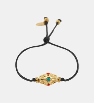 Bracelet lien noir Kamala - Nilaï - Bleu turquoise