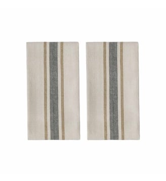 Lot de 2 serviettes en coton à rayures - OYOY - Noir