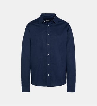 Chemise coton/lin à manches longues - Schott - Marine