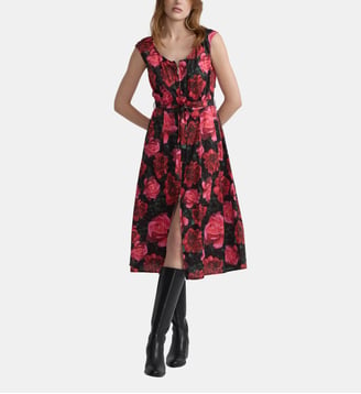robe Clara en satin de coton imprimé fleurs rose - Agnès b. - Rose cassandre