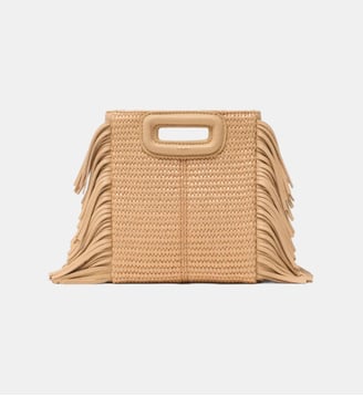 Sac M Mini en matière effet raphia - Maje - Beige