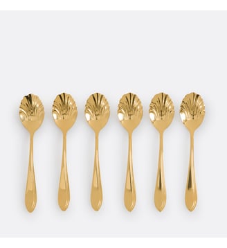 Lot de 6 cuillères coquillages, inox - La Redoute Interieurs - Doré