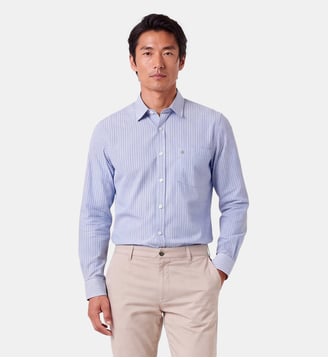 Chemise manches longues coton rayures Serge Blanco