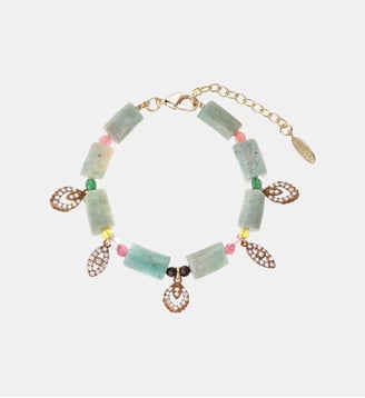 Bracelet perles et pampilles réglable LIDI - Hipanema - Bleu turquoise