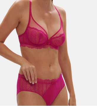 Soutien-gorge plongeant avec armatures Canopée en dentelle - Simone Pérèle - Fuchsia