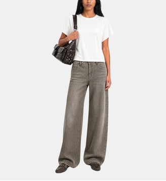 T-shirt col rond ajusté en coton - The Kooples - Blanc