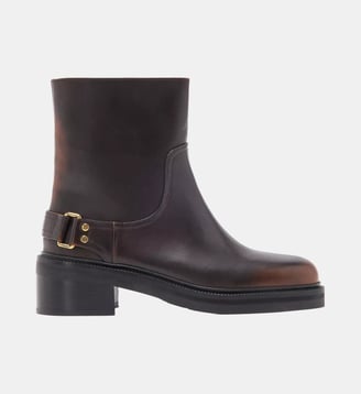 Bottines plates en cuir - Maje - Marron foncé