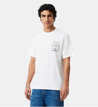 T-shirt coton épais imprimé - Lacoste - Blanc