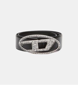 Ceinture en cuir avec boucle en cristal - Diesel - Noir